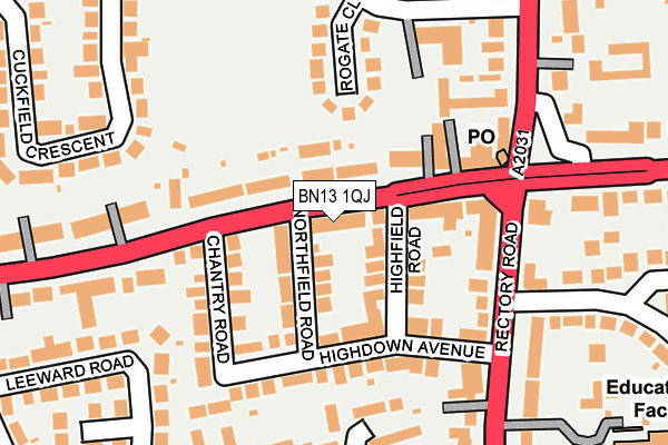 BN13 1QJ map - OS OpenMap – Local (Ordnance Survey)