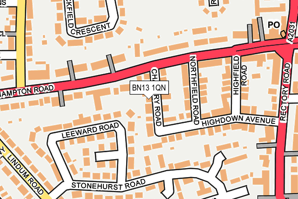 BN13 1QN map - OS OpenMap – Local (Ordnance Survey)