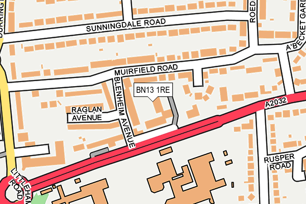 BN13 1RE map - OS OpenMap – Local (Ordnance Survey)