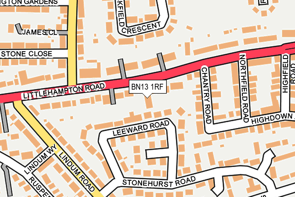 BN13 1RF map - OS OpenMap – Local (Ordnance Survey)