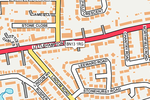 BN13 1RG map - OS OpenMap – Local (Ordnance Survey)