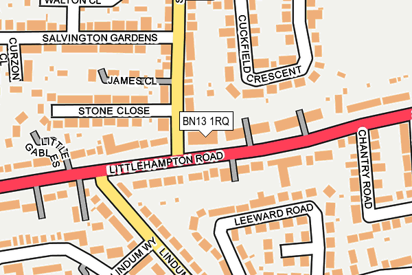 BN13 1RQ map - OS OpenMap – Local (Ordnance Survey)