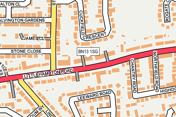 BN13 1SG map - OS OpenMap – Local (Ordnance Survey)