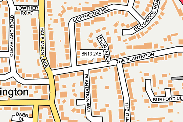 BN13 2AE map - OS OpenMap – Local (Ordnance Survey)