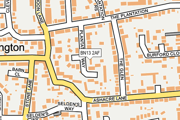 BN13 2AF map - OS OpenMap – Local (Ordnance Survey)
