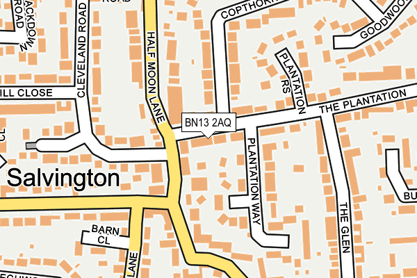 BN13 2AQ map - OS OpenMap – Local (Ordnance Survey)