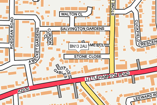 BN13 2AU map - OS OpenMap – Local (Ordnance Survey)