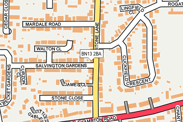 BN13 2BA map - OS OpenMap – Local (Ordnance Survey)