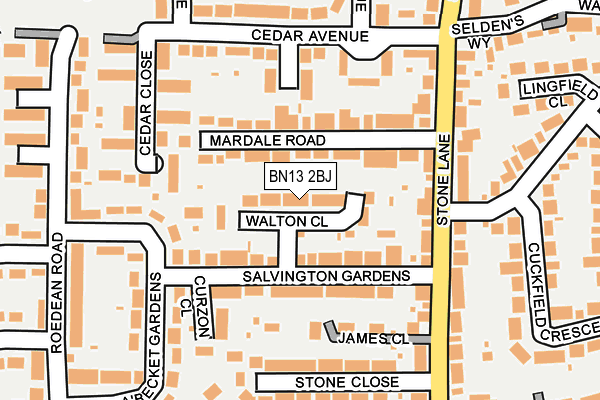 BN13 2BJ map - OS OpenMap – Local (Ordnance Survey)