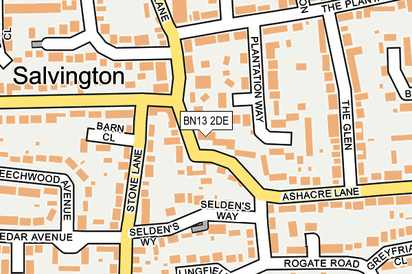 BN13 2DE map - OS OpenMap – Local (Ordnance Survey)