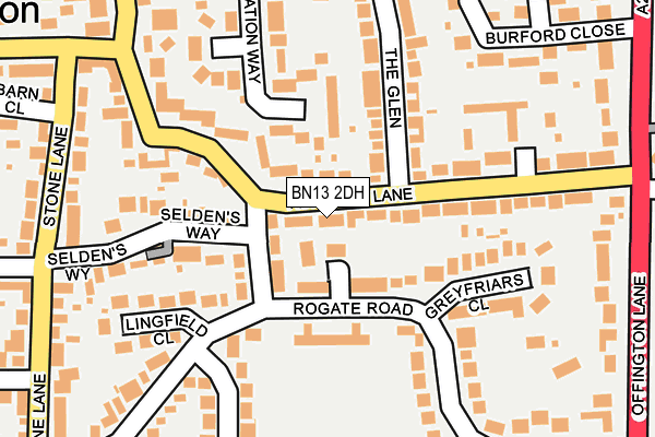 BN13 2DH map - OS OpenMap – Local (Ordnance Survey)
