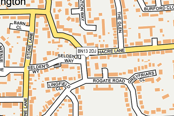 BN13 2DJ map - OS OpenMap – Local (Ordnance Survey)