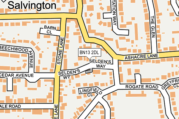 BN13 2DL map - OS OpenMap – Local (Ordnance Survey)