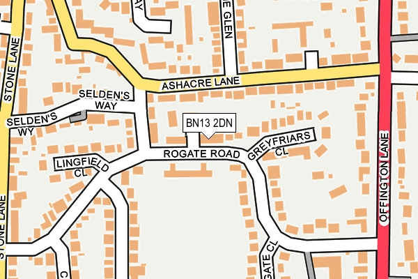 BN13 2DN map - OS OpenMap – Local (Ordnance Survey)