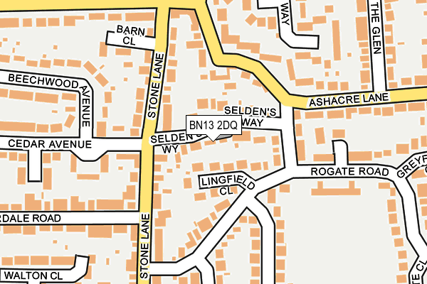 BN13 2DQ map - OS OpenMap – Local (Ordnance Survey)