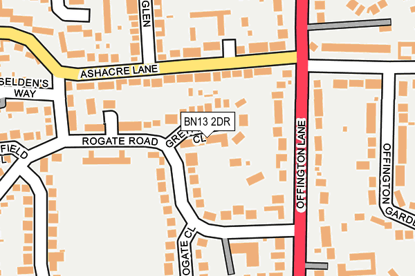 BN13 2DR map - OS OpenMap – Local (Ordnance Survey)