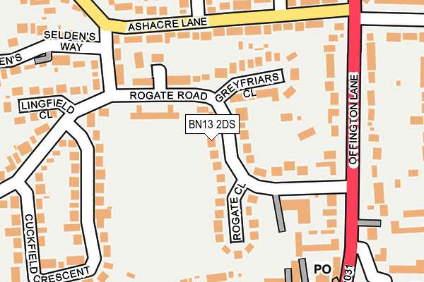 BN13 2DS map - OS OpenMap – Local (Ordnance Survey)