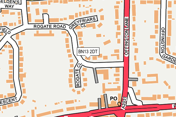 BN13 2DT map - OS OpenMap – Local (Ordnance Survey)