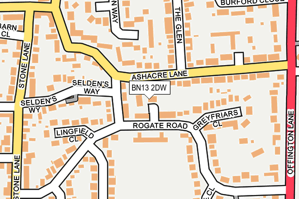 BN13 2DW map - OS OpenMap – Local (Ordnance Survey)