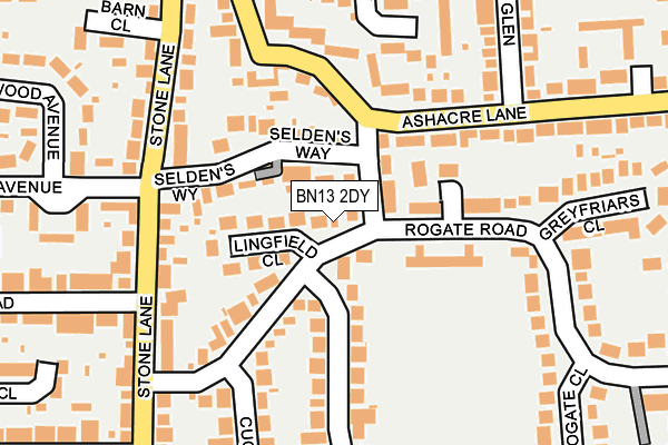 BN13 2DY map - OS OpenMap – Local (Ordnance Survey)