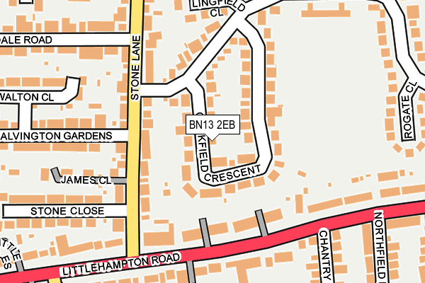 BN13 2EB map - OS OpenMap – Local (Ordnance Survey)