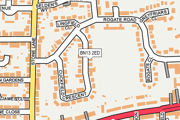 BN13 2ED map - OS OpenMap – Local (Ordnance Survey)