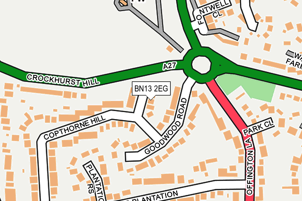 BN13 2EG map - OS OpenMap – Local (Ordnance Survey)