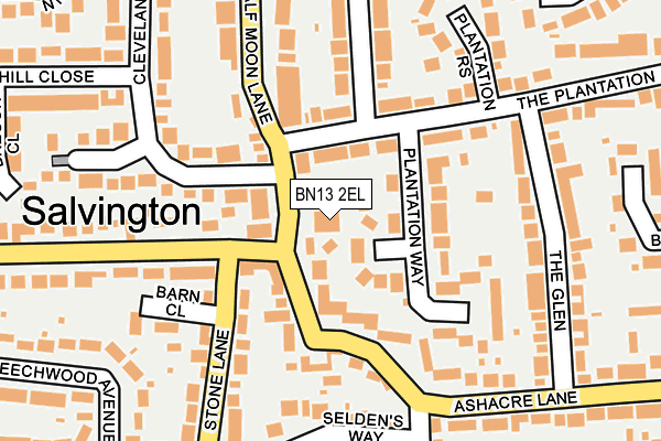 BN13 2EL map - OS OpenMap – Local (Ordnance Survey)