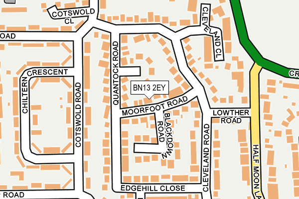 BN13 2EY map - OS OpenMap – Local (Ordnance Survey)