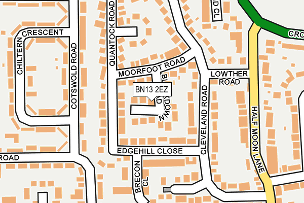 BN13 2EZ map - OS OpenMap – Local (Ordnance Survey)