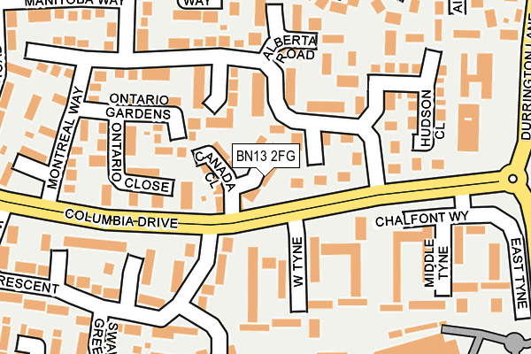 BN13 2FG map - OS OpenMap – Local (Ordnance Survey)