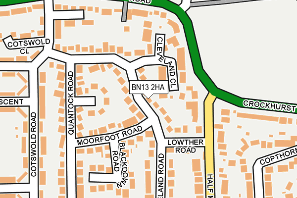 BN13 2HA map - OS OpenMap – Local (Ordnance Survey)