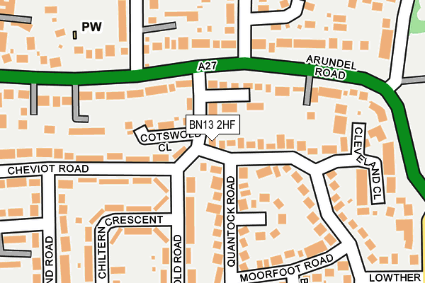 BN13 2HF map - OS OpenMap – Local (Ordnance Survey)