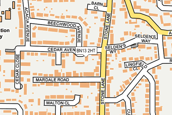 BN13 2HT map - OS OpenMap – Local (Ordnance Survey)