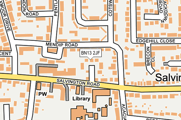 BN13 2JF map - OS OpenMap – Local (Ordnance Survey)