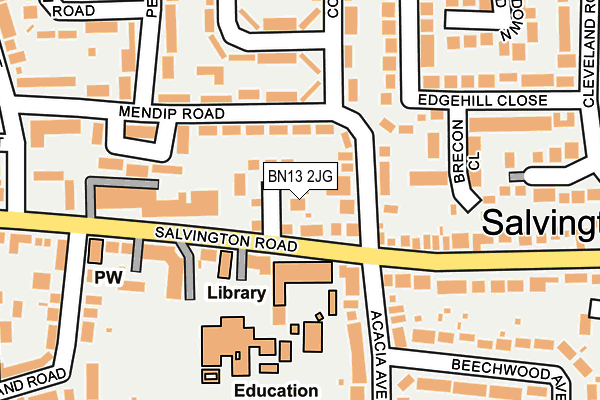 BN13 2JG map - OS OpenMap – Local (Ordnance Survey)