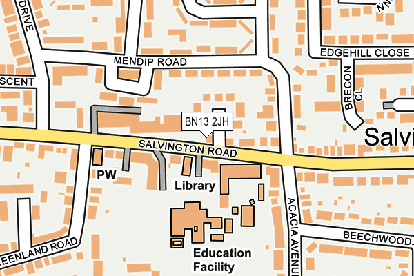 BN13 2JH map - OS OpenMap – Local (Ordnance Survey)