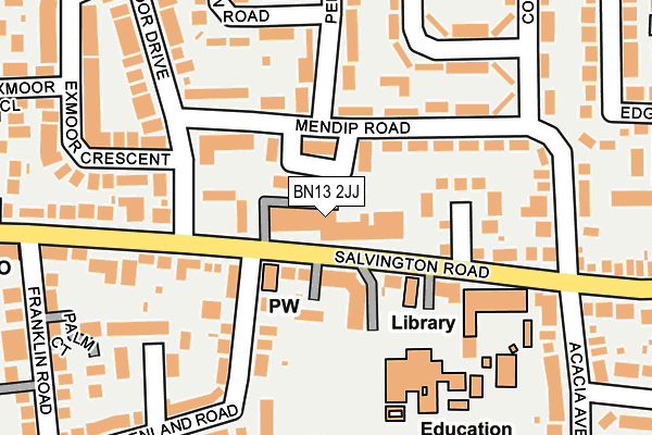 BN13 2JJ map - OS OpenMap – Local (Ordnance Survey)