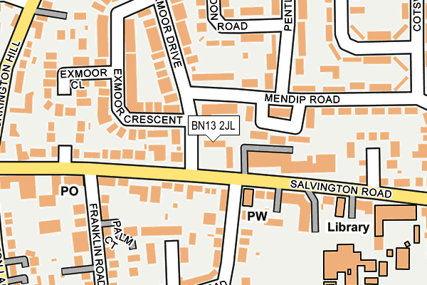 BN13 2JL map - OS OpenMap – Local (Ordnance Survey)