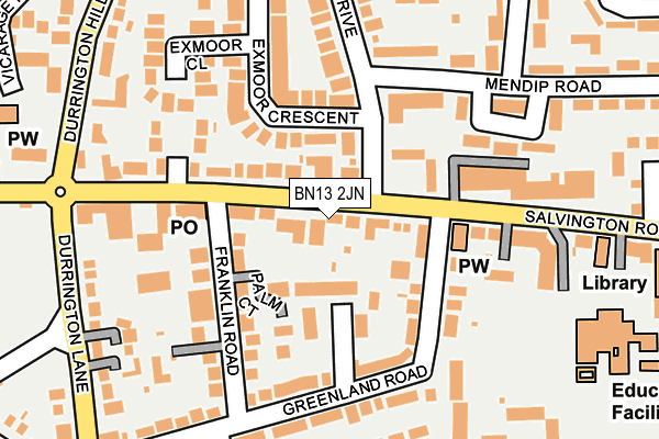BN13 2JN map - OS OpenMap – Local (Ordnance Survey)