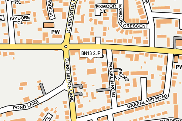 BN13 2JP map - OS OpenMap – Local (Ordnance Survey)