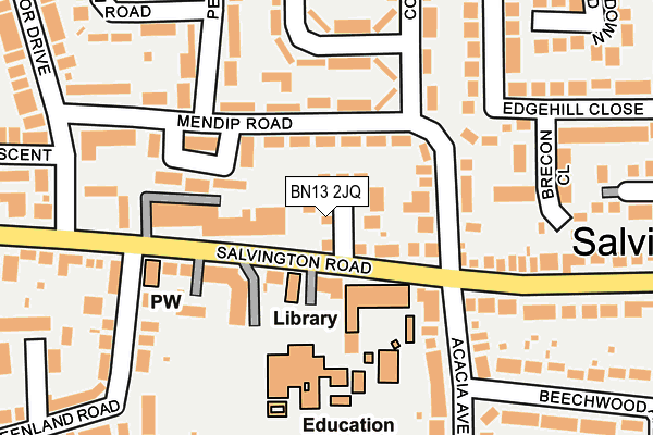 BN13 2JQ map - OS OpenMap – Local (Ordnance Survey)