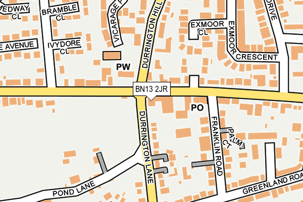 BN13 2JR map - OS OpenMap – Local (Ordnance Survey)