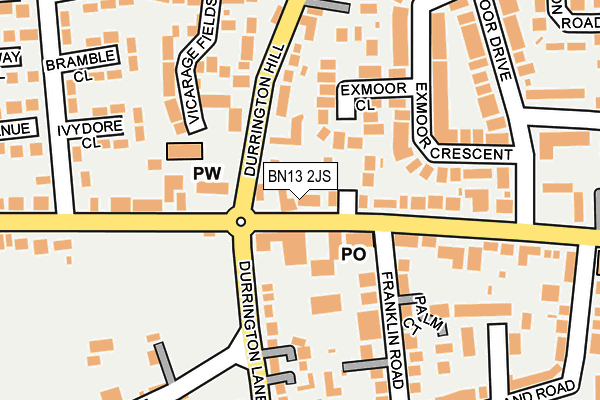 BN13 2JS map - OS OpenMap – Local (Ordnance Survey)
