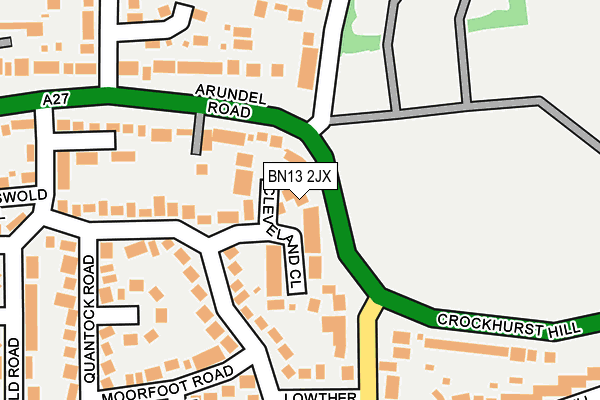 BN13 2JX map - OS OpenMap – Local (Ordnance Survey)