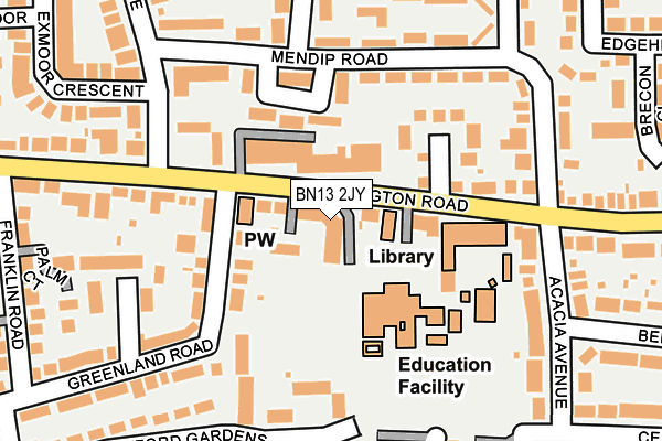 BN13 2JY map - OS OpenMap – Local (Ordnance Survey)