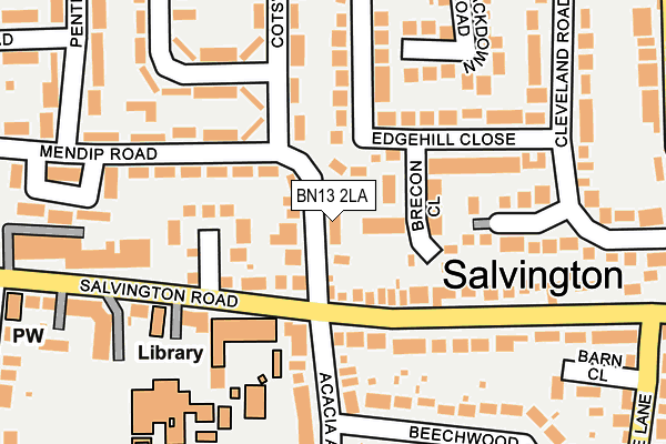 BN13 2LA map - OS OpenMap – Local (Ordnance Survey)