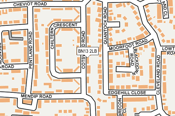 BN13 2LB map - OS OpenMap – Local (Ordnance Survey)