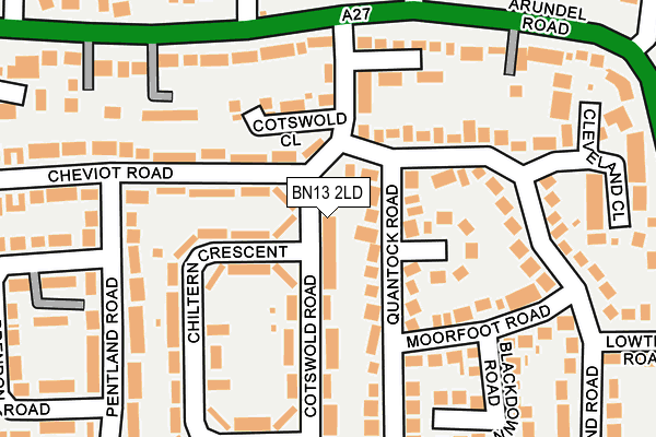 BN13 2LD map - OS OpenMap – Local (Ordnance Survey)