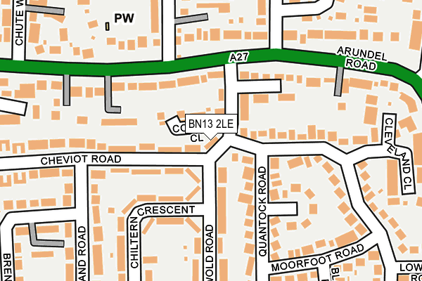 BN13 2LE map - OS OpenMap – Local (Ordnance Survey)